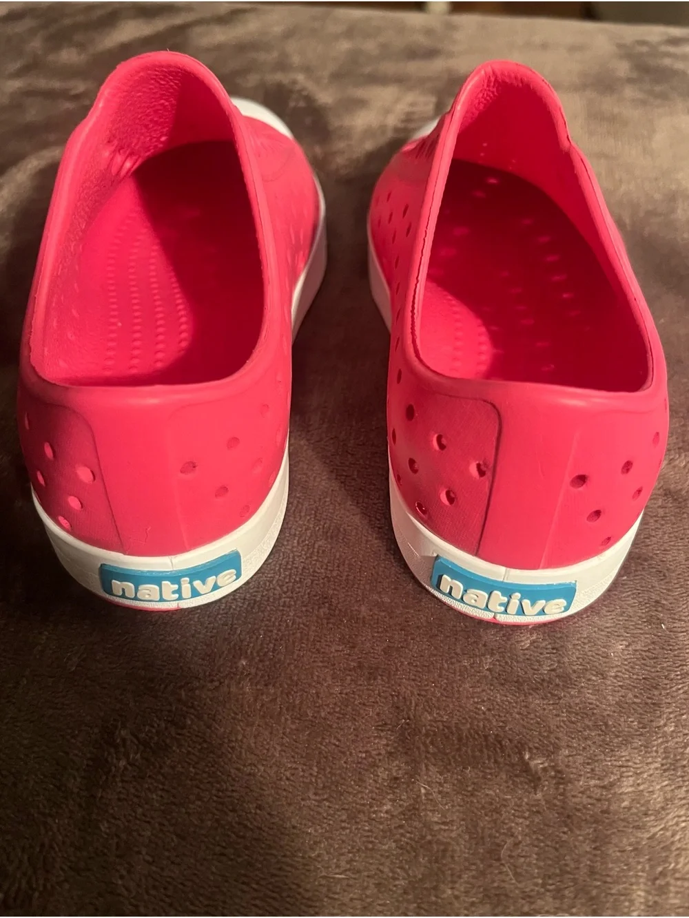 Native Shoes Kids Slip-On Water Shoes in Deep Pink and White